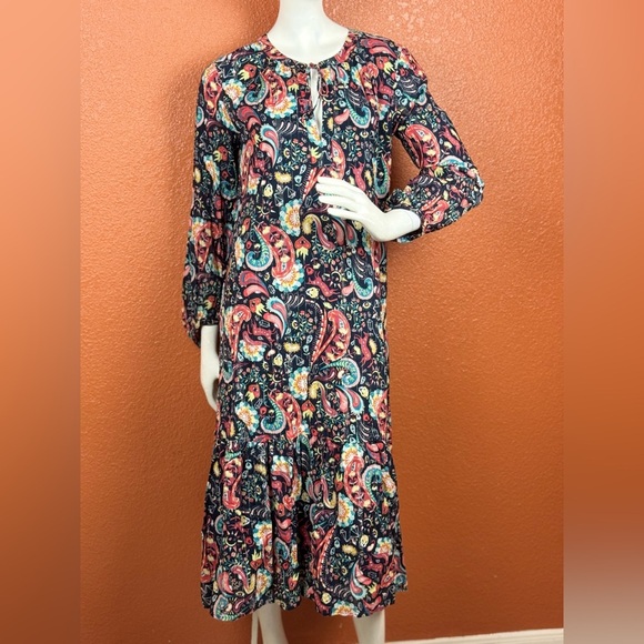 LOFT Multicolor Paisley Long Sleeve Dress Size Medium. E70 - Picture 10 of 17